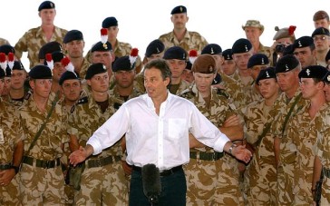 Blair in Iraq. Western coalition forces invaded the country in 2003. 