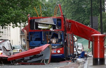 The wreckage of a bus that was blown up as part of the attack on July 7th 2005. 