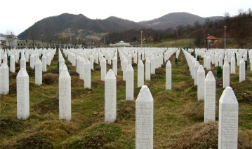 A memorial to the Srebrenica massacre of Bosnian Muslims in 1995. It is seen as exemplifying Muslim victimisation. 